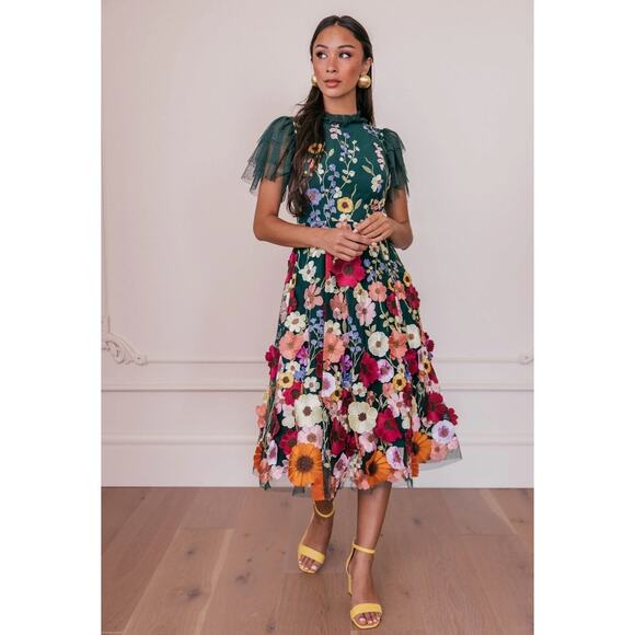JessaKae Dresses & Skirts - Jessakae S green floral Jubilee Midi Dress